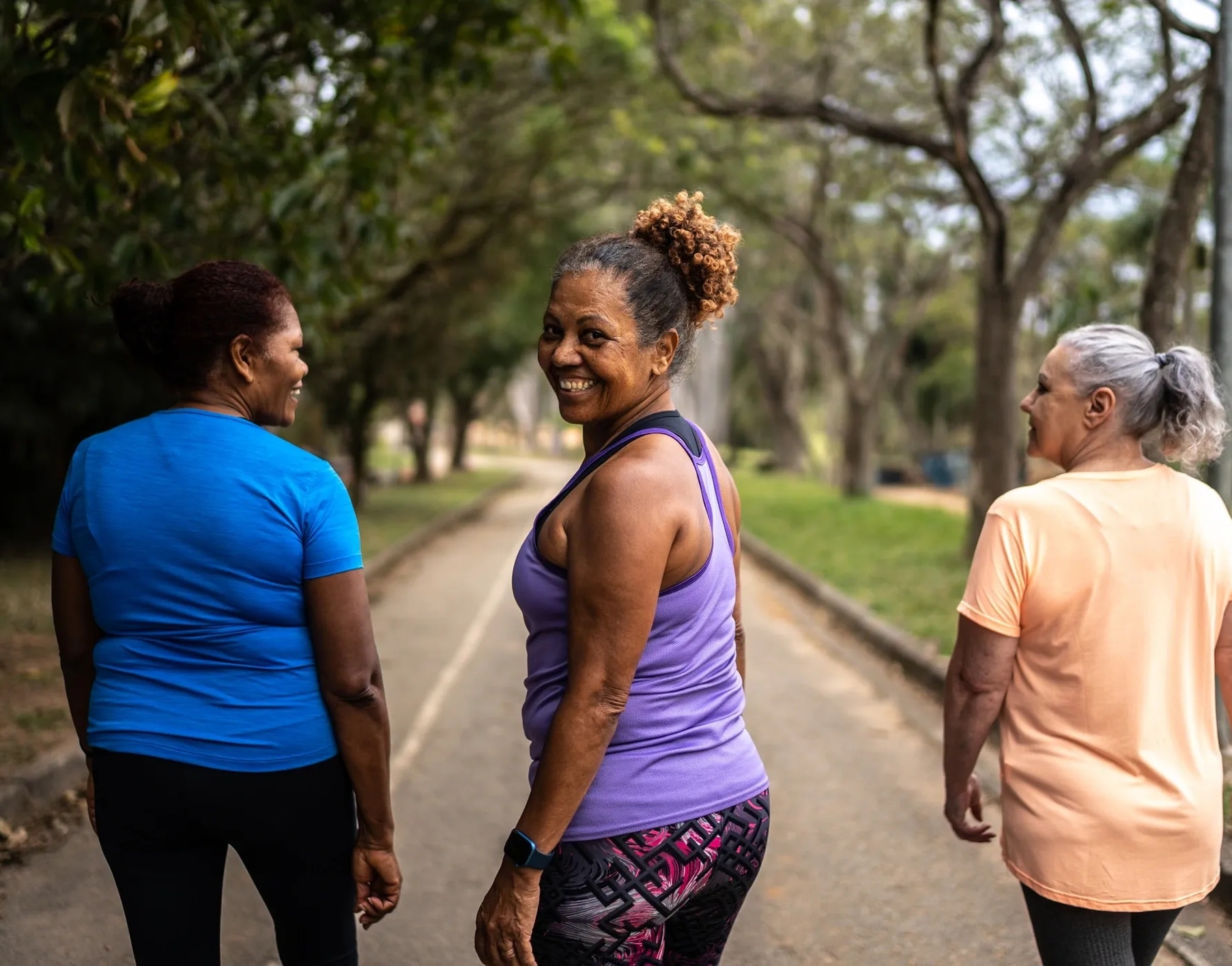 Diverse women of different backgrounds and body types outdoors